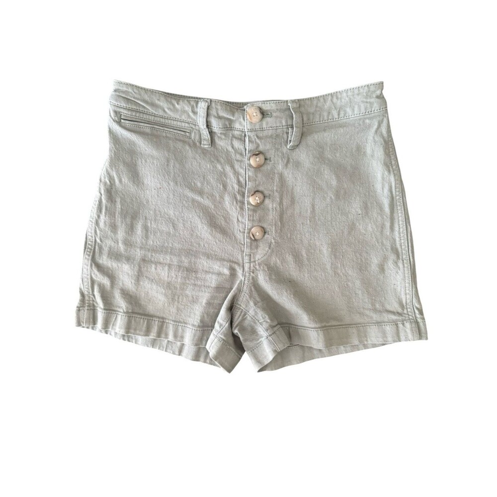 Madewell Mint Green Button Fly Shorts Size 27 Paint Speckled High Rise Cotton